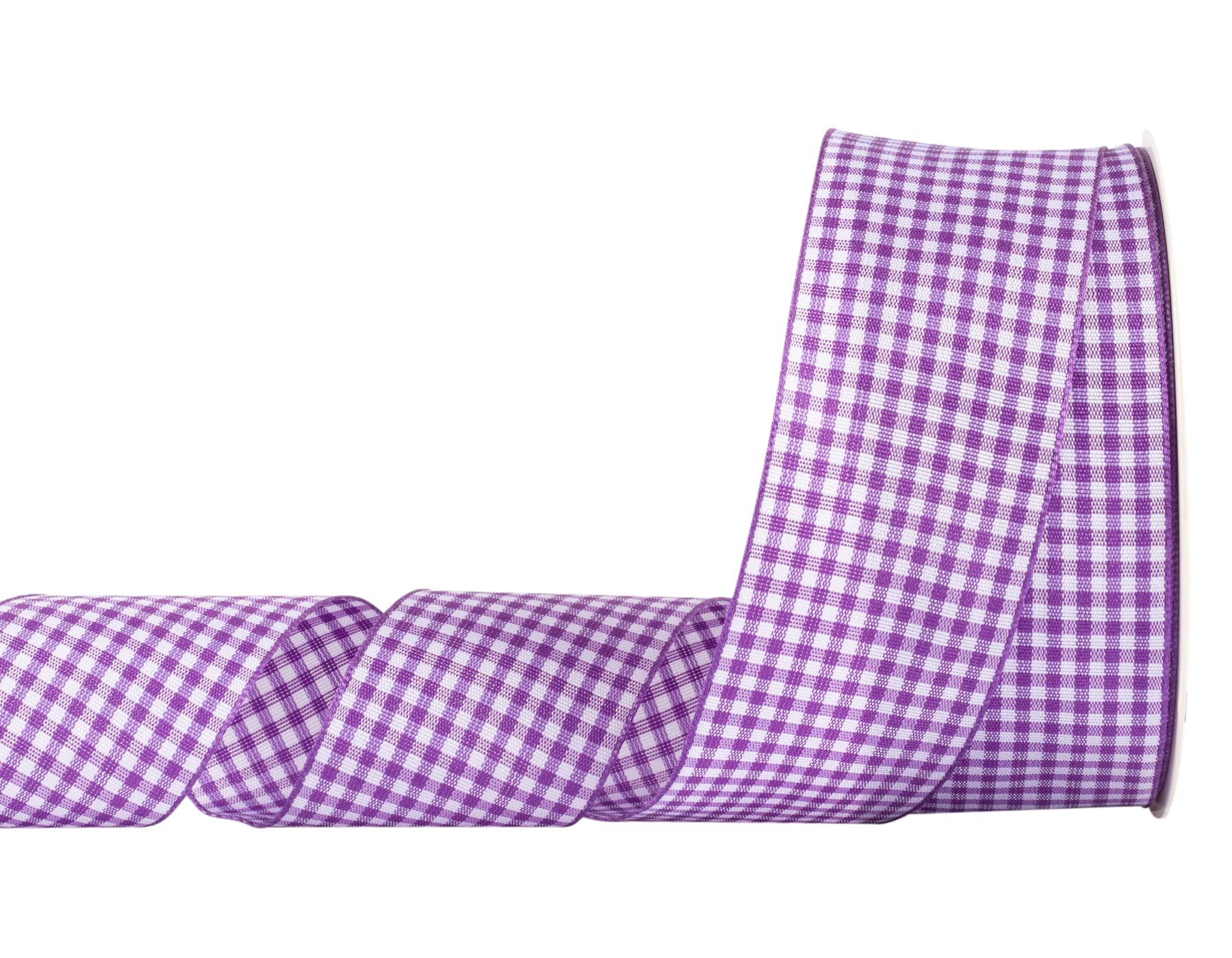AVANAVA Gingham Ribbon 40mm Plaid Polyester Check Woven Ribbon for Crafts, Gifting and Wedding (22 Meters-Roll, Purple)