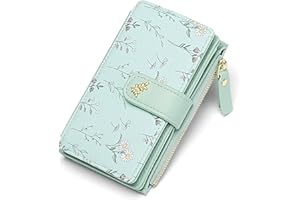 GAEKEAO Wallets for Women RFID Blocking Medium Bifold Ladies Wallet Vegan Leather Floral Card Holder with Zipper Coin Pocket