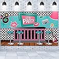 Back to 50's Rock and Roll Party Banner Rocking Party Backdrop 1950s Soda Shop Banner Retro Diner Decoration Background Photography Photo Props for Disco Studio Booth Supplies, 72.8 x 43.3 inch