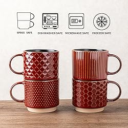 GBHOME 12 OZ Stackable Coffee Mugs, Ceramic Coffee