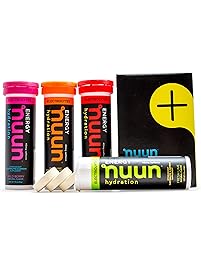 Nuun Hydration: Electrolyte + Caffeine Drink Tablets, Mixed Flavor Pack, Box of 4 Tubes (40 servings), Performance Formula with A Kick