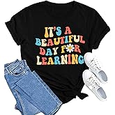 MAIHUN Women Teacher Life Shirt Teacher Gift Short Sleeve Shirts It s a Beautiful Day for Learning T-Shirt