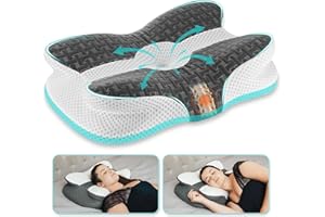 Elviros Cervical Pillow, Contour Memory Foam Pillow for Neck Pain Relief, Adjustable Orthopedic Contour Support Pillows for Sleeping, Ergonomic Bed Pillow for Side, Back, Stomach Sleepers (Dark Grey)