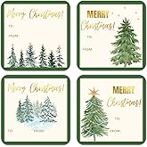 Mobiusea Creation 60 Pcs Christmas Tree Gift Tags – 2-Inch Gold Foil to/from Stickers with Realistic Design | Adhesive Holiday Labels