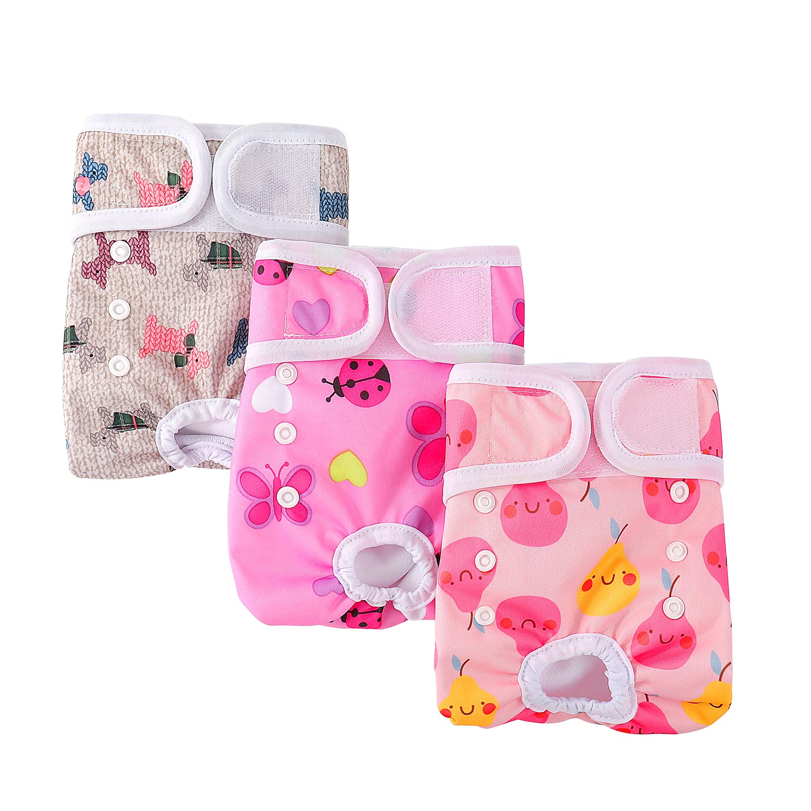 COMSLE Dog Nappies Female Large 3 Pack, Dog Period Heat Pants in Season, Super Absorbent & Adjustable Sanitary Reusable Doggy Puppy Diapers