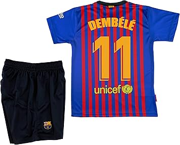 FCB CB Kit Primera Equipación Infantil Dembele del FC Barcelona Producto Oficial Licenciado Temporada 2018-19: Amazon.es: Deportes y aire libre