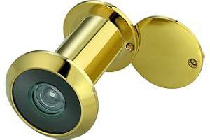 TOGU TG2814YG-PVD Gold UL Listed Solid Brass HD Glass Lens 220-degree Door Viewer Peephole with Heavy Duty Privacy Cover for 1-3/8" to 2-1/6" Doors, PVD Gold Finish