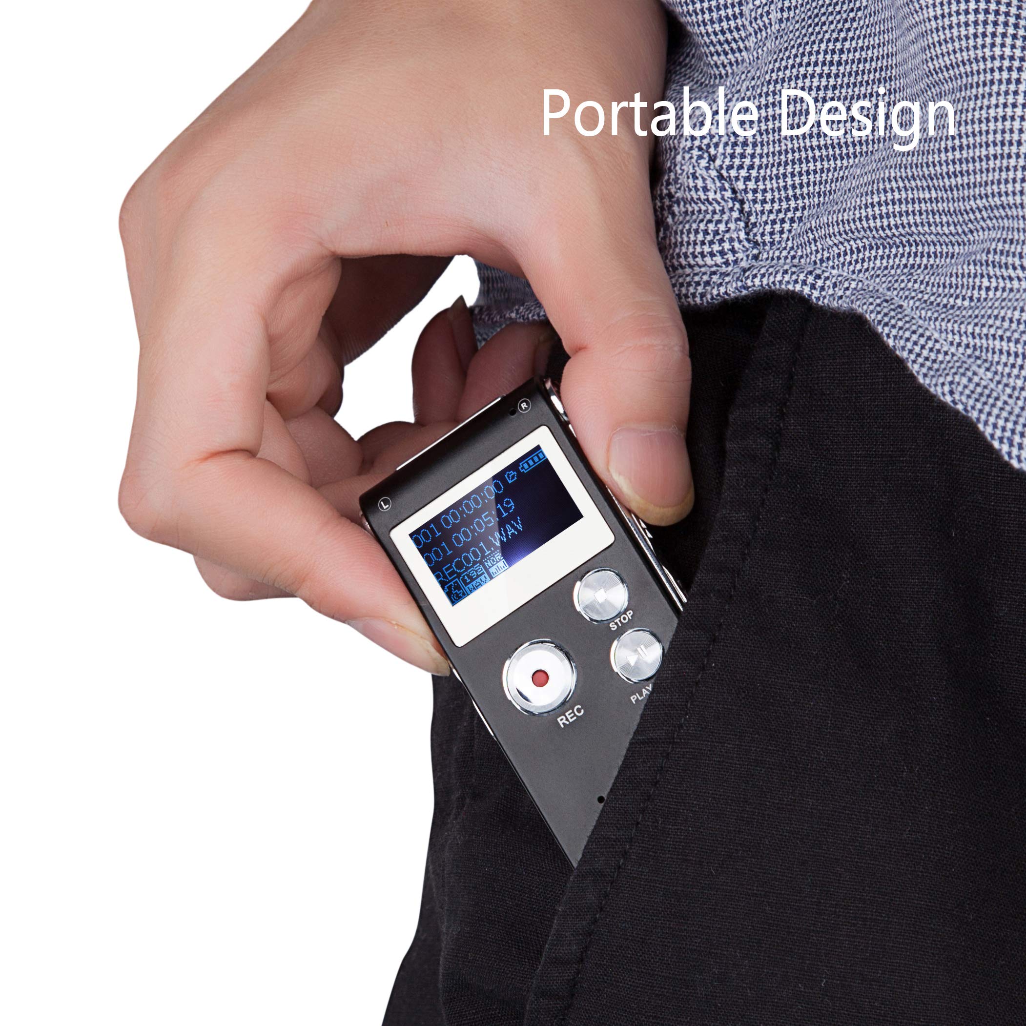 Digital Voice Activated Recorder, Akaluli Sound Audio Dictaphone Double Sensitive Microphone Metal Body A-B Repeat Mini Lecture Portable Recorder