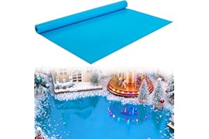 Wehhbtye 59'' x 15.7'' Christmas Village Ocean Display Mat, Christmas Village Miniature Ocean Mat, Xmas Villages PVC Pad Deco