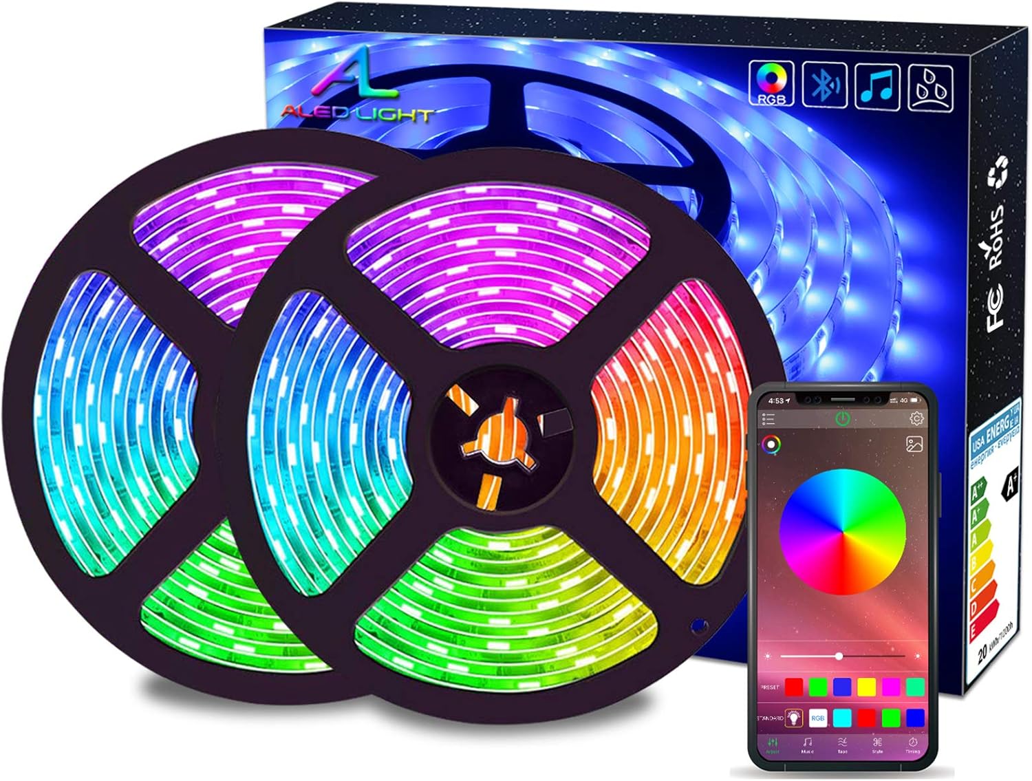 Bluetooth LED Strip Lights, ALED LIGHT 5050 10M (2 x 5M) 300 LED Stripes Lights Smart-Phone Controlled Waterproof RGB LED Band Light for Home&Outdoor Decoration