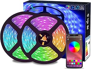 Bluetooth LED Strip Lights, ALED LIGHT 5050 10M (2 x 5M) 300 LED Stripes Lights Smart-Phone Controlled Waterproof RGB LED Band Light for Home&Outdoor Decoration