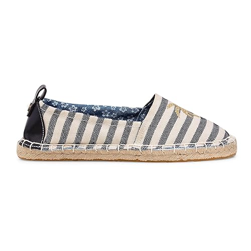 Another A Damen Damen Stoff Espadrille, Slipper in Beige-Grau mit Sohle aus geflochtenem Bast