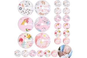 Yungyan 24 Pieces G Tube Covers Reusable Feeding Button Pads Soft G J Tube Button Covers Washable Nursing Breast Pads for Kid Baby Breastfeeding Care Supplies(Floral)