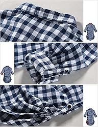 Match Womens Button Down Flannel Plaid Shirts roll