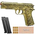 Toy Gun, 1911 Semi Auto Pistol Gun Toy for Boys, Empty Shell Ejecting Toy Gun with 120 Soft Bullets, Realistic Gun Toy Model, Kids Plastic Toy Pistol for 8+ (Gold)