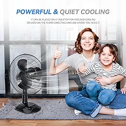 BEYOND BREEZE Oscillating Table Fan, 12” Blades