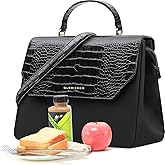 GLORIEROO Lunch Box Tote Women - Fashion Stylish Vegan Leather Insulated Lunch Bag with Removable Strap for Work - Teacher Mothers Day Christmas Gifts for Women