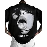 GORGLITTER Men's Novelty Casual Letter Graphic Crewneck T-Shirt Half Sleeve Oversized Tee Top