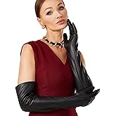 VIKIDEER Warm Soft Long Leather Gloves Women Plush Lined Full Touchscreen Luxury Gloves for Evening Opera Arty Costume 23.6''