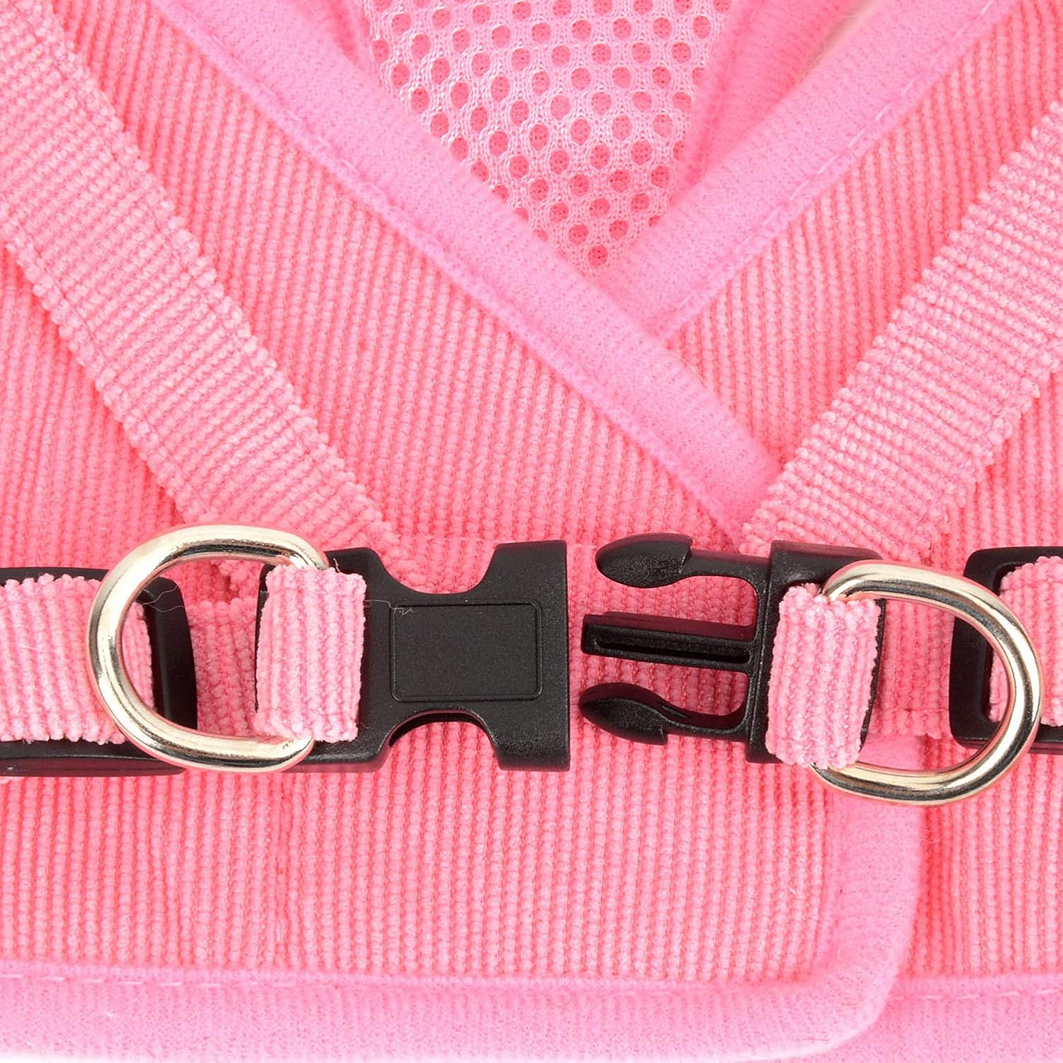Zunea Pet Dog Cat Harness and Lead Set Escape Proof No Pull Adjustable Reflective Step-in Vest Harnesses for Walking Soft Mesh Padded Corduroy for Cats Kitten Puppy Small Dogs Pink M - Image 5