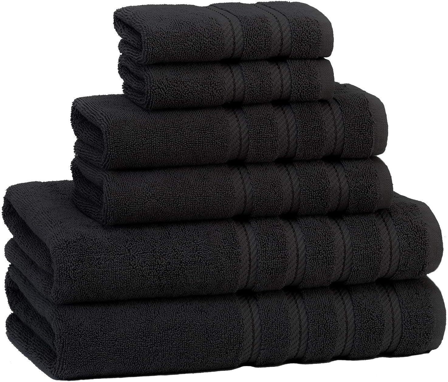 American Soft Linen 6-Piece 100% Turkish Genuine Cotton Premium & Luxury Towel Set for Bathroom & Kitchen, 2 Bath Towels, 2 Hand Towels & 2 Washcloths [Worth $72.95] - Black: Kitchen & Dining
