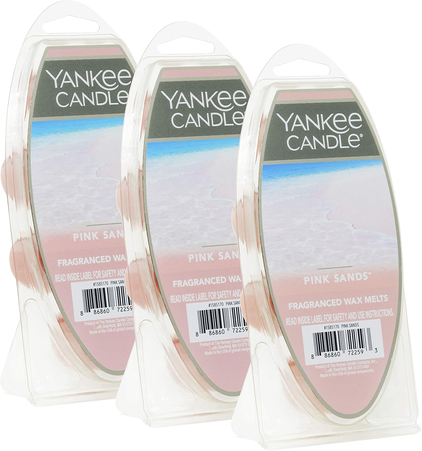Candles & Holders - Yankee Candle Pink Sands Wax Melts, 3 Packs of 6 (18 Total),Light Pink