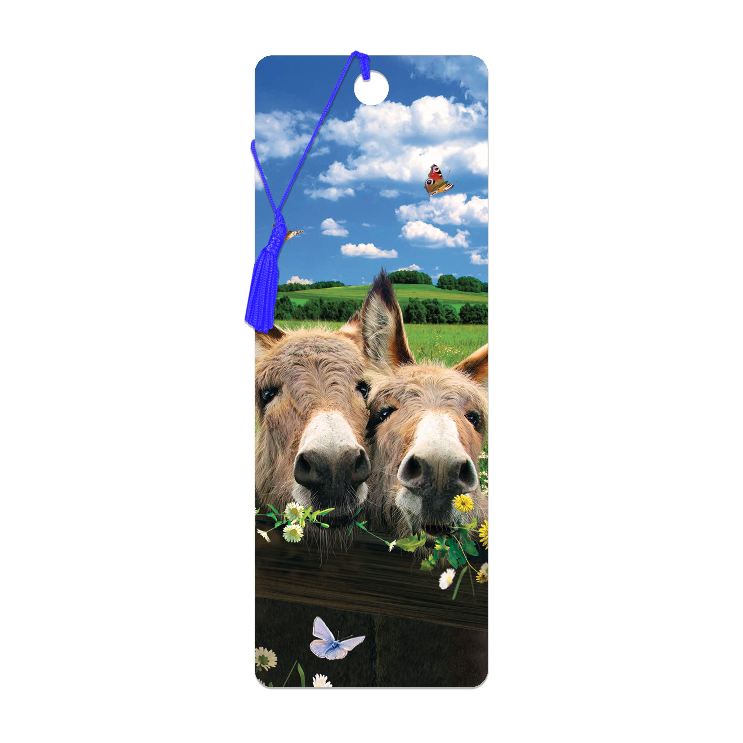 3D LiveLife Bookmark - Donkeys from Deluxebase. Cute Lenticular Donkey Page Marker. Animal Themed Accessories for Book Lovers. Small Gifts for Men, Women, Writers and Teachers.