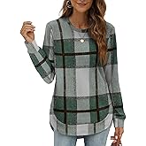 OFEEFAN Womens Sweatshirt Crewneck Long Sleeve Shirts High Low Tops Curved Hem