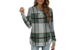 OFEEFAN Womens Sweatshirt Crewneck Long Sleeve Shirts High Low Tops Curved Hem