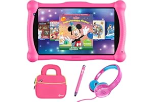 Contixo 7" Disney Kids Learning Tablet Bundle - Headphones, Stylus & Bag, Pre-Installed Disney Storybook (Value $200) & Teacher-Approved Apps, Parental Controls, Ideal for Education - Pink