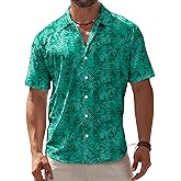 BOJIN Men's Hawaiian Wrinkle Free Short Sleeve Button Down Tropical Floral Beach Vacation Shirt