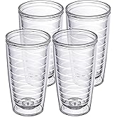 Homestead Choice 16oz Insulated Tumblers Plastic Keeps Drinks Cold & Hot, 4pack Double Walled Clear Insulated Drinking Glasses Cup, BPA-Free, Reusable, Camping, Travel, Kitchen, Party