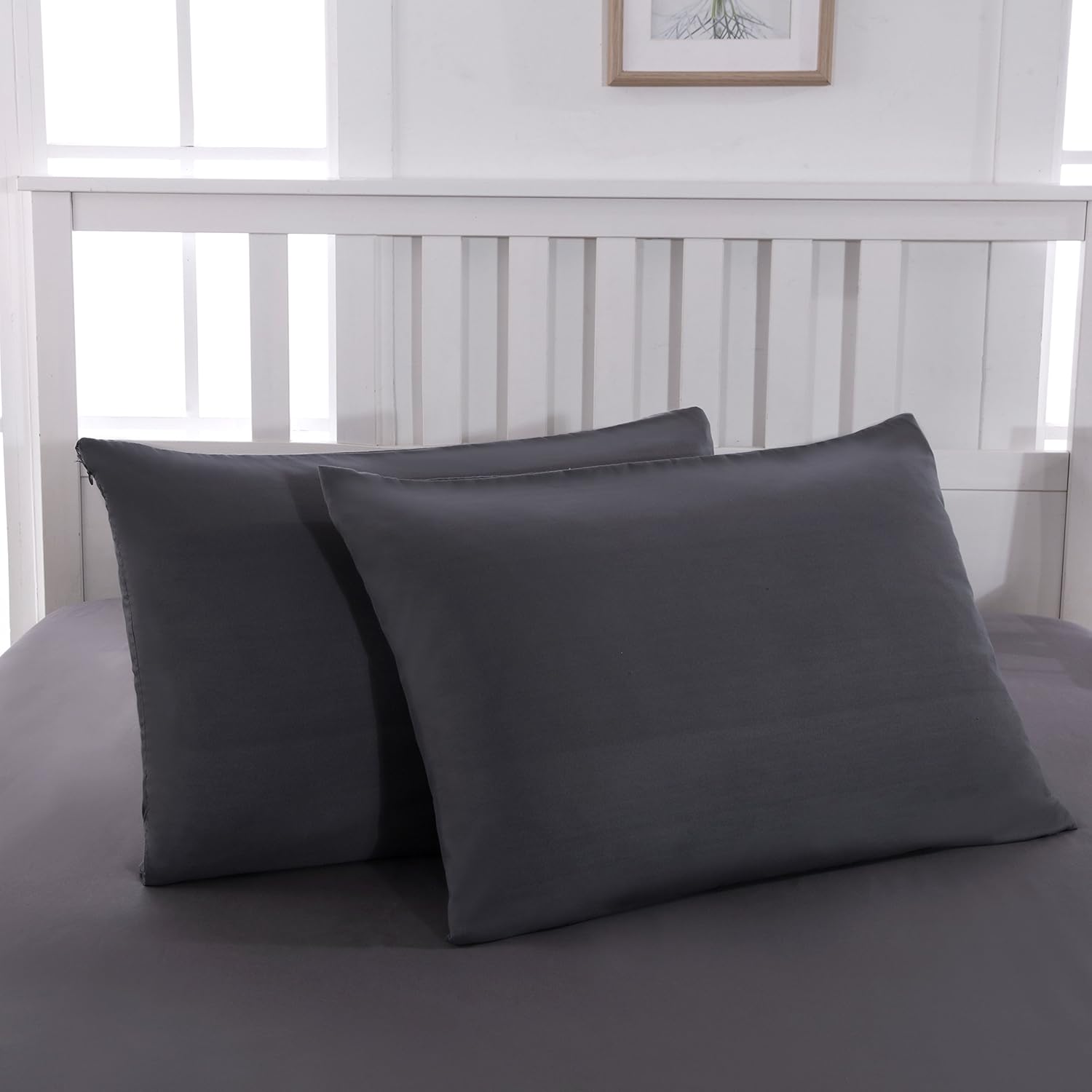 Mohap Standard Zippered Housewife Pillowcases 50X75CM Pack of 2 NonIron Brushed Microfiber