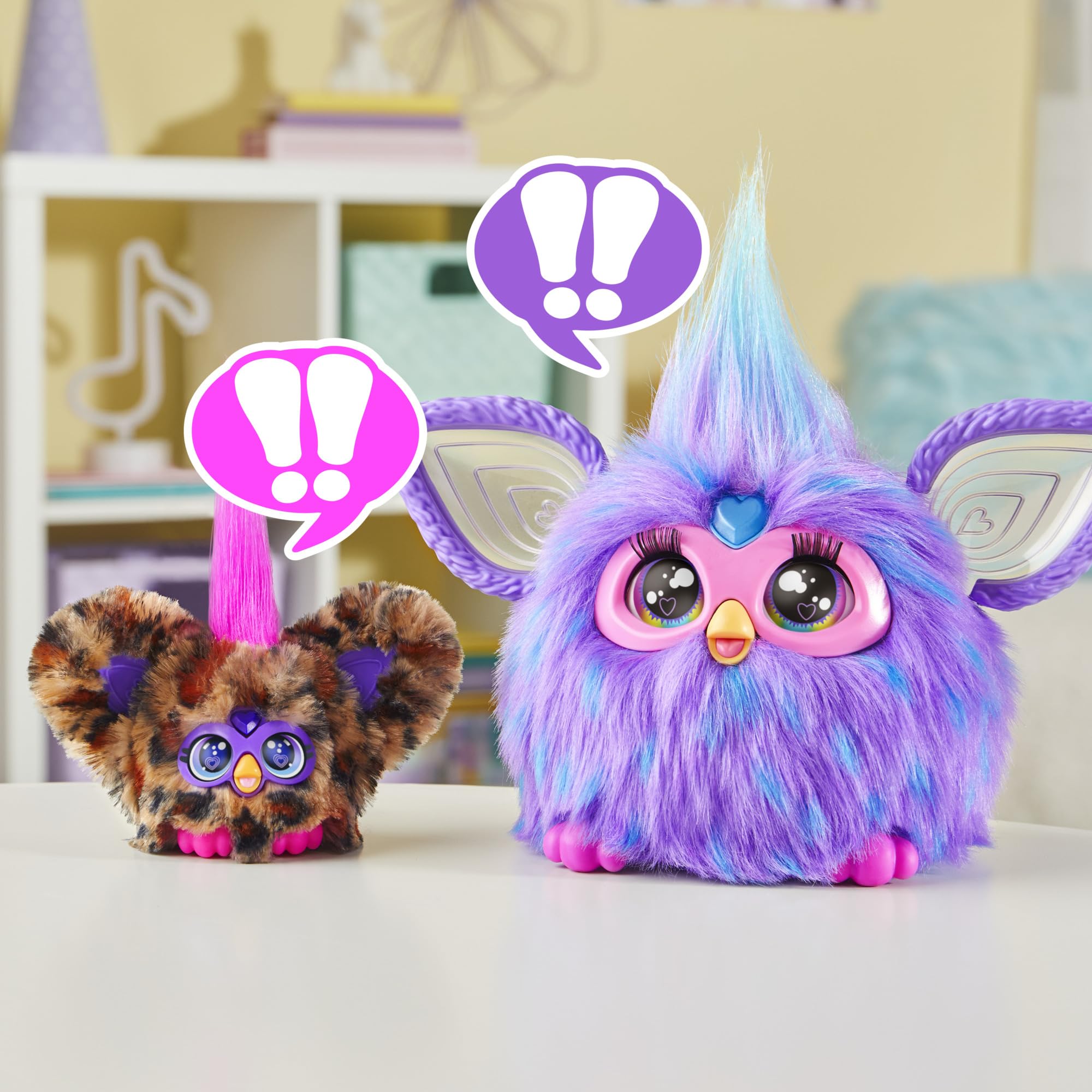 Furby Furblets Chee-Chee Mini Friend, Electronic Plush Toys for Girls & Boys, Cheetah Print, Speaks Furbish & Plays Music, Series 5, Back to School Gifts, Ages 6+