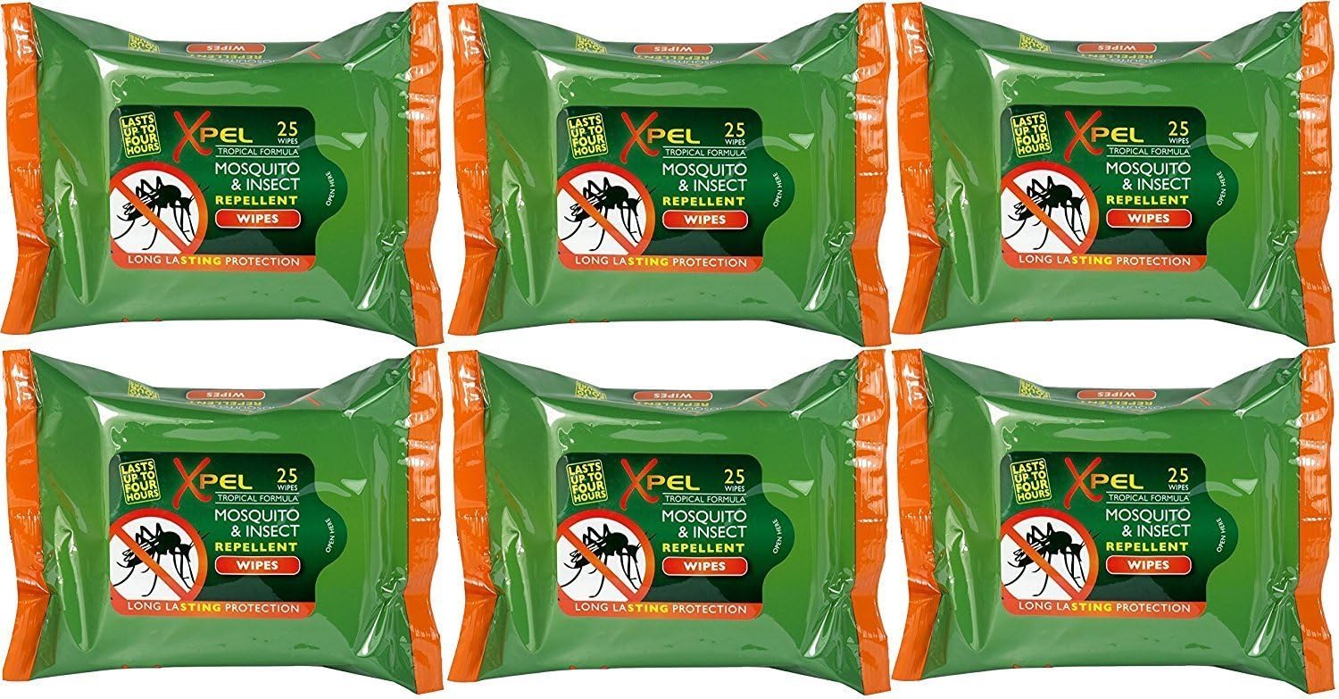 Xpel Insect Mosquito REPELLENT WIPES Tropical Formula 25 wipes (6