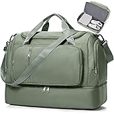 Travel Duffle Bag, Weekender Bags for Women,Carry On Overnight Personal Item Travel Bag with Shoes Compartment,Olive Green