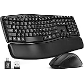 SABLUTE MA41 Wave Ergonomic Wireless Keyboard and Mouse Combo, 30dB Silent Full-Size Keyboard with Integrated Padded Palm Res