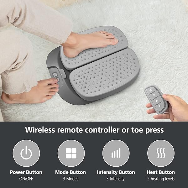 SNAILAX VIBRATION FOOT MASSAGER WITH HEAT,REMOTE CONTROL,ADJUSTABLE VIBRATION SPEED ELECTRIC MASSAGER MACHINE FOR CIRCULATION,PLANTAR FASCIITIS, PAIN