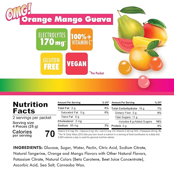 BONK BREAKER ENERGY CHEWS WITH ELECTROLYTES, ORANGE MANGO GUAVA, EASY TO CHEW ENERGY GUMMIES, 10 PACK