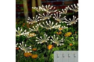 Kwaiffeo Solar Garden Light 4 Pack Outdoor Waterproof Firework Lights with 240 LEDs Twinkling Fairy Solar Lights Outdoor Garden Yard Pathway Decor, Gardening Gifts for Women Mothers Day (Warm White)