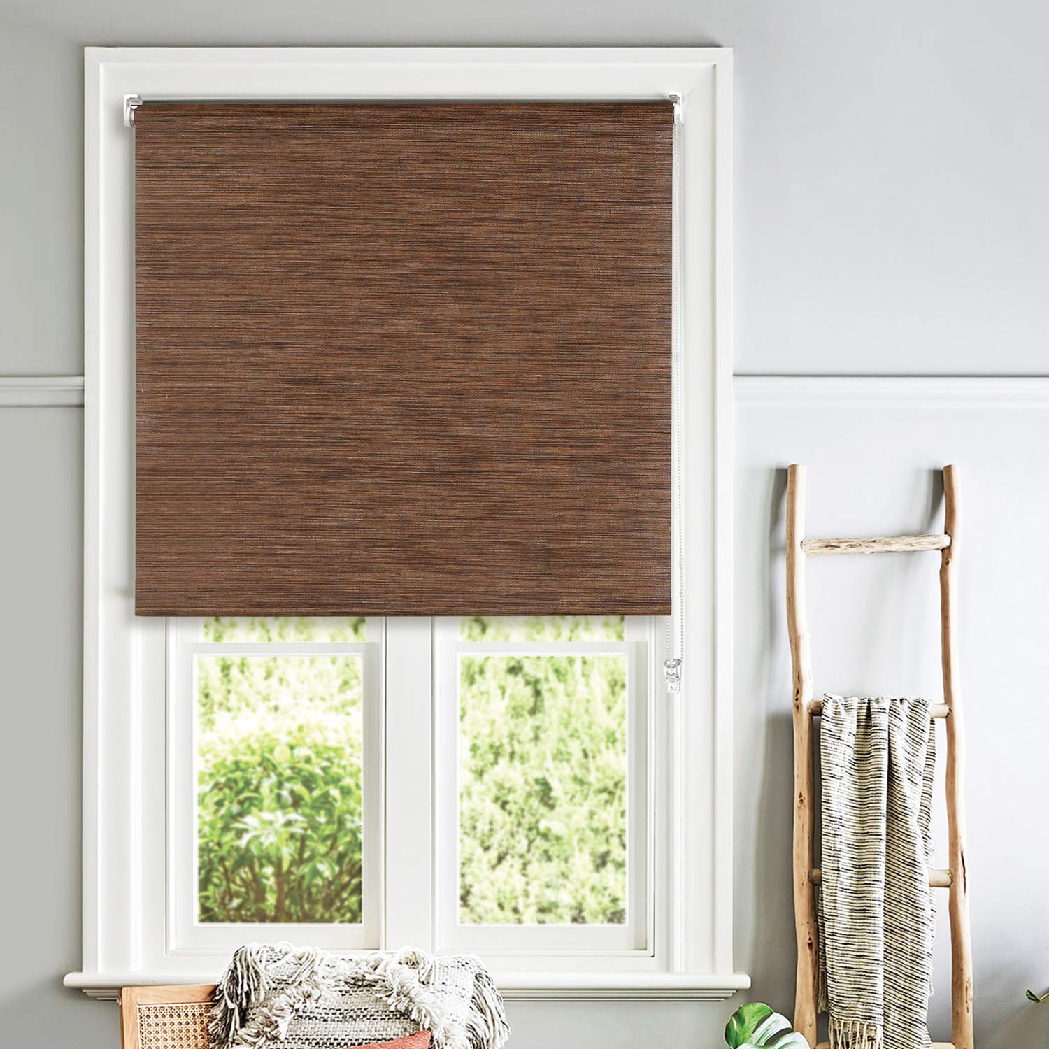 Buy Deco Window Faux Wood Roller Blinds, 54 X 84 Inches, Brown, Pack of