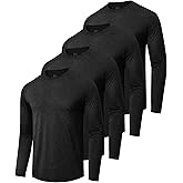 4 Pack Long Sleeve Shirts for Men - Quick Dry Moisture Wicking Sun Protection Tshirts for Fishing Workout Athletic Casual Gym