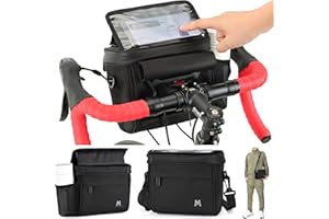 MOZETO Handlebar Bag, 2024 Latest Quick Release Buckle Bike Bag with Foldable TPU Phone Holder, Transparent Touch Screen Professional Cycling Accessories