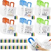 MUOUAKATE 24 PCS Ramadan Coloring Goodie Bags with Paint Pens, Eid Ramadan Gift for Boys and Girls Aged 3-12, Ramadan Crafts for Kids Reusable Bag for Ramadan Activities Party Favors Home Bulk