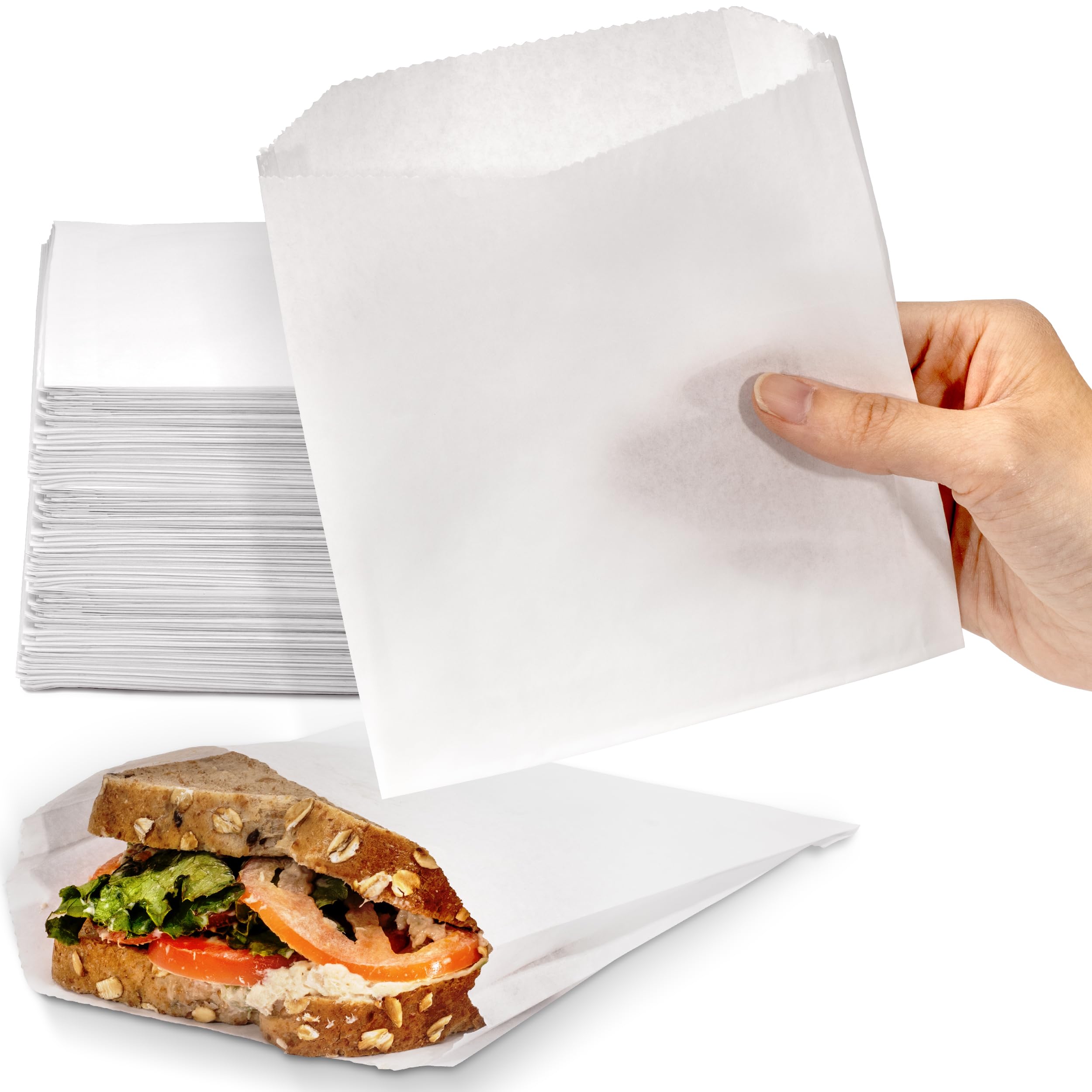 Photo 1 of **MISSING PARTS**Fit Meal Prep 300 Pack Paper Sandwich Bags 7 x 6”, Greaseproof Snack Bags, Food Grade Pastry Bag, Recyclable Small Paper Bags, Cookie Sleeves, Food Packaging for Bakery, Donuts