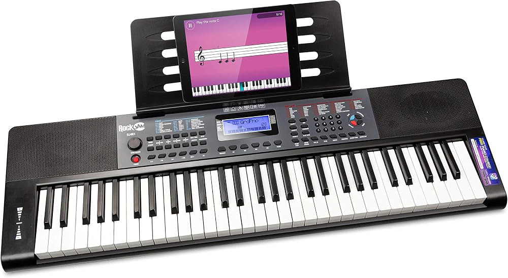 RockJam 61 Key Keyboard Piano with Pitch Bend Power Supply Sheet Stand Notes