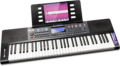 RockJam 61 Key Keyboard Piano with Pitch Bend Power Supply Sheet Stand Notes