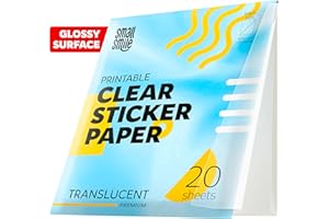 95% Clear Sticker Paper for Inkjet Printer and Laser – 20 Sheets, 8.5x11 Transparent Sticker Paper, Printable Vinyl, Waterpro