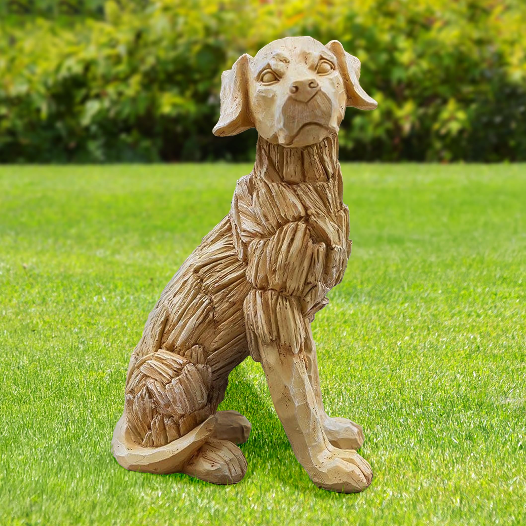 HomeZone 35cm Labrador Dog Garden Ornaments Outdoor Animals Heavy Duty Resin Animal Ornaments With Wood Effect Design Large Garden Sculptures & Statues For Indoors Outdoors Ideal for Yard Lawn Patio