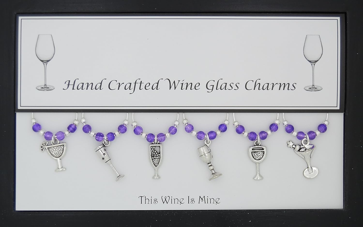 This Wine is Mine Set of 6 Handmade Wine Glass Charms Purple Amazon.co